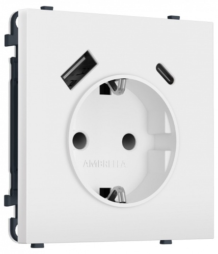 Розетка с заземлением и со шторкой и 2хUSB type A и C, без рамки Ambrella Volt MS MS130010 в Нижнем Новгороде