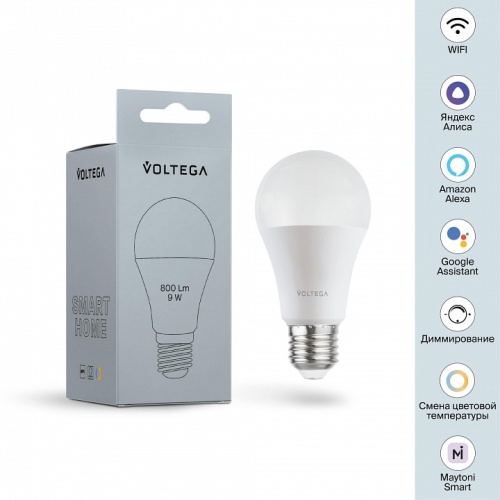 Лампа светодиодная с управлением через Wi-Fi Voltega Wi-Fi bulbs E27 9Вт 2700-6500K 2429 в Ревде фото 6