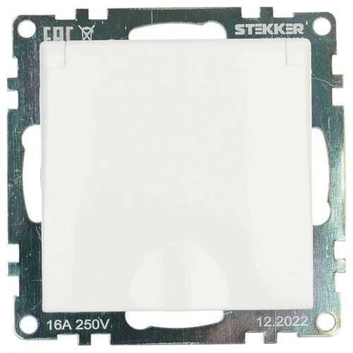 Розетка с заземлением и со шторкой, без рамки с крышкой Stekker Катрин 39302 в Нижнем Новгороде