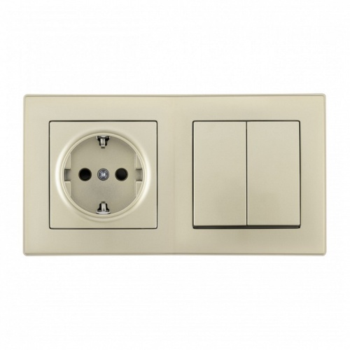 Блок с розеткой и выключателем Arte Milano SET06-2 SET06-2-30-2-40-1 shampan в Нижнем Новгороде