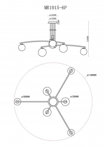 Люстра на штанге MyFar Stacy MR1015-6P в Нижнем Новгороде фото 4