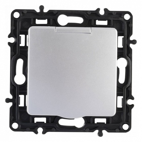 Розетка влагозащищенная с заземлением и со шторкой с крышкой Arte Milano am-217 217.41-1.silver в Нижнем Новгороде фото 6