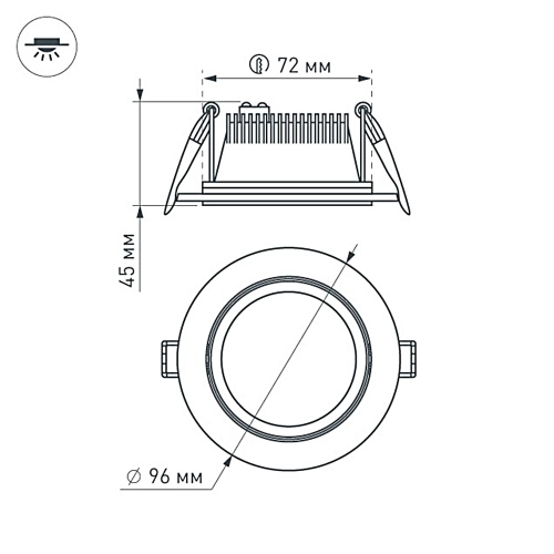 Светодиодная панель LT-R96WH 6W Warm White 120deg (Arlight, IP40 Металл, 3 года) в Чебоксарах фото 7