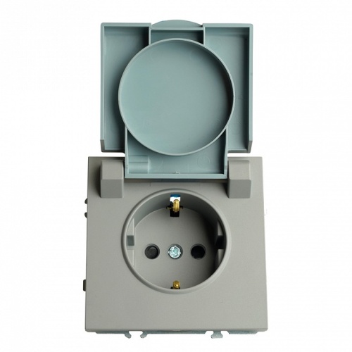 Розетка с заземлением и со шторкой, с крышкой Stekker Эмили 49959 в Нижнем Новгороде фото 2