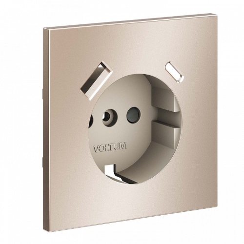 Накладка для розетки с заземлением и со шторками и 2хUSB type A и C Voltum S70 METAL VLSM001010 в Нижнем Новгороде фото 6