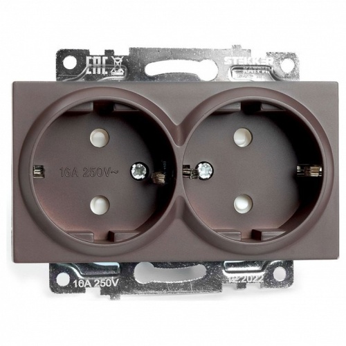 Розетка двойная с заземлением и со шторкой, без рамки Stekker Катрин 49030 в Нижнем Новгороде