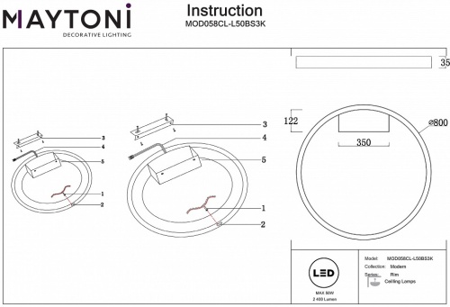 Накладной светильник Maytoni Rim MOD058CL-L50BS3K в Тольятти фото 5