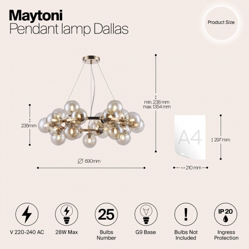 Подвесная люстра Maytoni Dallas MOD548PL-25G в Симе фото 11