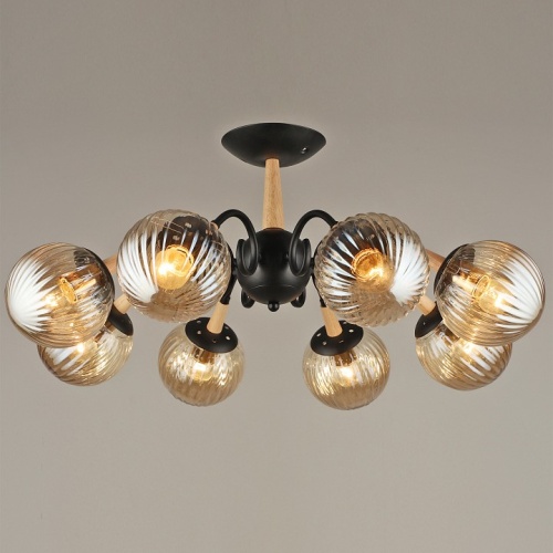 Люстра на штанге 04886-0.3-08 BK+WOOD в Нижнем Новгороде фото 4