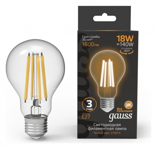 Лампа светодиодная Gauss Filament E27 18Вт 2700K 102902118 в Нижнем Новгороде фото 5