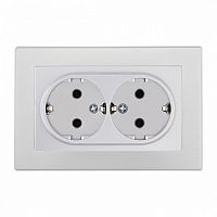 Розетка двойная с заземлением и со шторкой Arte Milano SET06-2 SET06-double-40-2 silver в Нижнем Новгороде