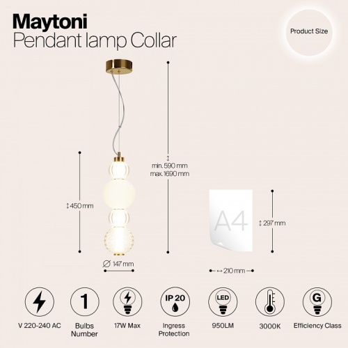 Подвесной светильник Maytoni Collar P069PL-L17G3K в Белово фото 2