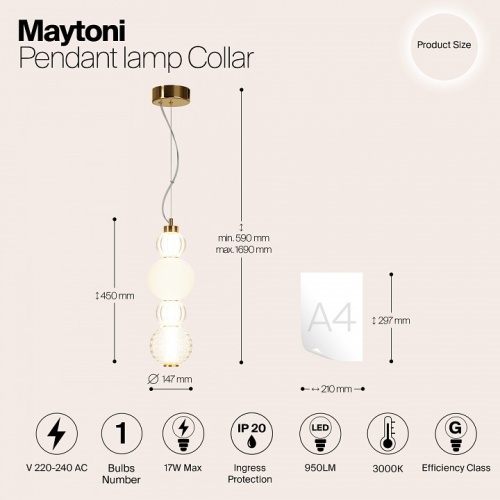 Подвесной светильник Maytoni Collar P069PL-L17G3K в Омске фото 2