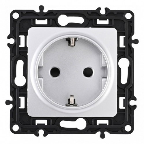 Розетка с заземлением и со шторкой, без рамки Arte Milano am-217 217.40-1.silver в Нижнем Новгороде