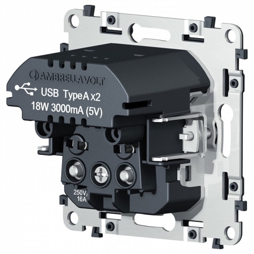 Механизм розетки с заземлением и 2хUSB type C Ambrella Volt QUANT VM165 в Нижнем Новгороде фото 4