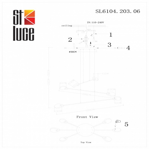 Подвесная люстра ST-Luce Montecelio SL6104.203.06 в Изобильном фото 4