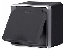 Розетка влагозащищенная с заземлением и со шторкой с крышкой Werkel Gallant (черный с серебром) W5071234 в Нижнем Новгороде