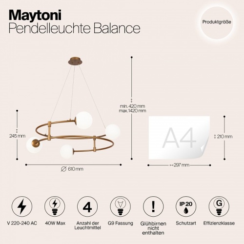 Подвесная люстра Maytoni Balance MOD317PL-04G в Городце фото 5