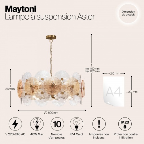 Подвесной светильник Maytoni Aster MOD007PL-10G в Нижнем Новгороде фото 6