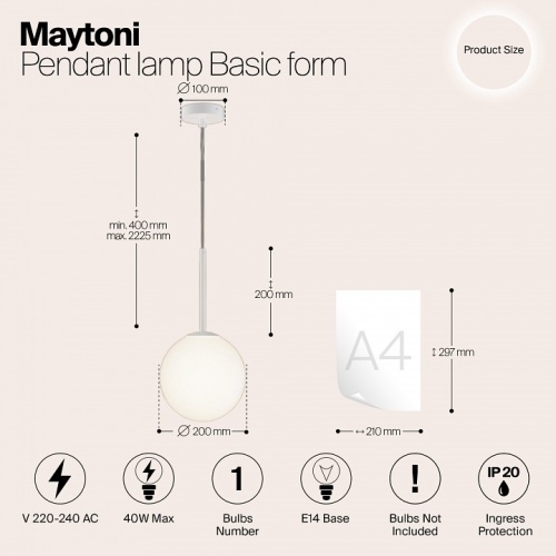 Подвесной светильник Maytoni Basic form MOD321PL-01W1 в Нижнем Новгороде фото 4