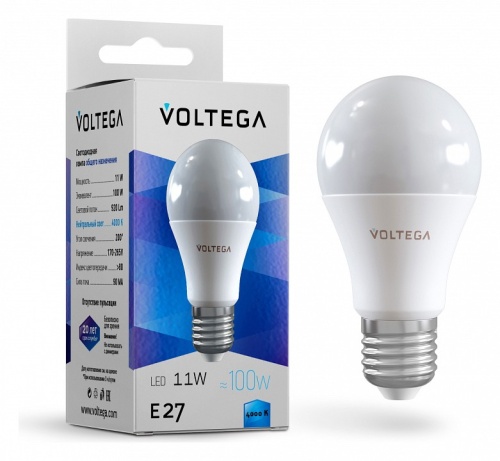 Лампа светодиодная Voltega General purpose bulb 11W E27 11Вт 4000K 5738 в Туапсе