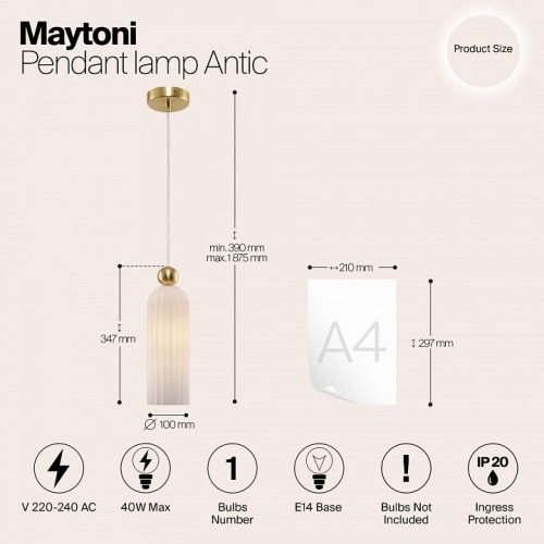 Подвесной светильник Maytoni Antic MOD302PL-01W в Старом Осколе фото 4