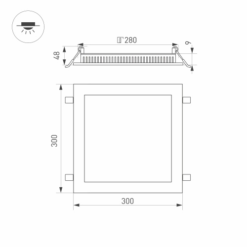 Светильник DL-300x300M-25W White (Arlight, IP40 Металл, 3 года) в Великом Устюге фото 7