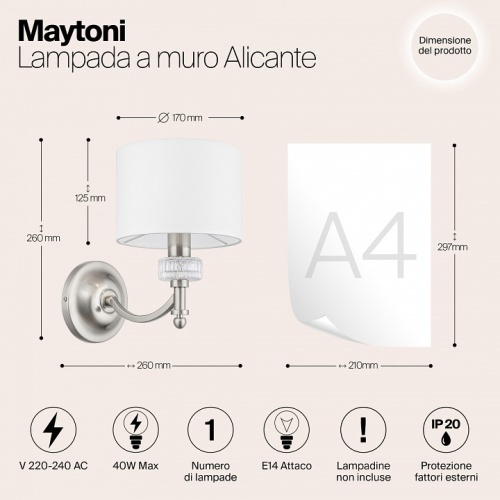 Бра Maytoni Alicante MOD014WL-01N в Гаджиево фото 4