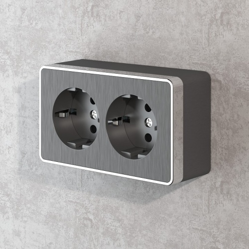 Розетка двойная с заземлением Werkel Gallant (графит рифленый) W5072104 в Нижнем Новгороде фото 2