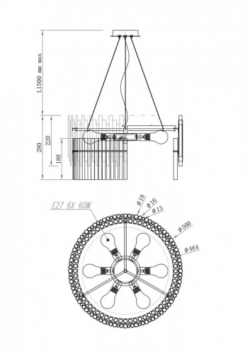 Подвесной светильник Maytoni Coliseo MOD135PL-06BS в Нижнем Новгороде фото 3