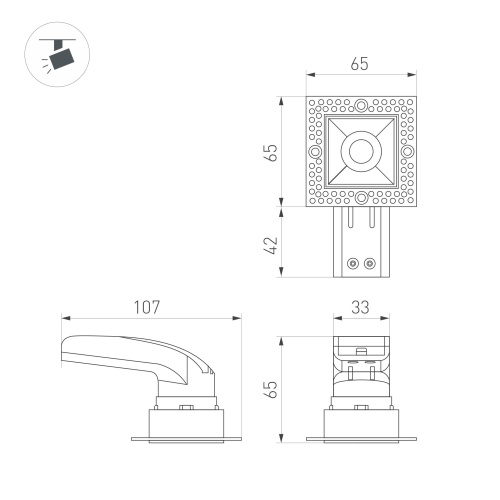 Светильник MS-RIALTO-TRIMLESS-S40x40-9W Warm3000 (BK, 36deg, 230V) (Arlight, IP20 Металл, 5 лет) в Омске фото 6