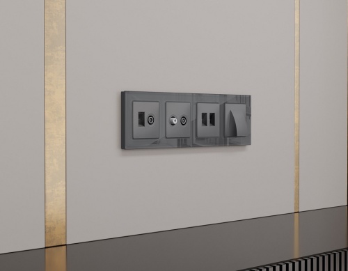 Накладка для ТВ-розетки и RJ-11 или RJ-45 Ambrella Volt ALFA AP6625 в Нижнем Новгороде фото 2