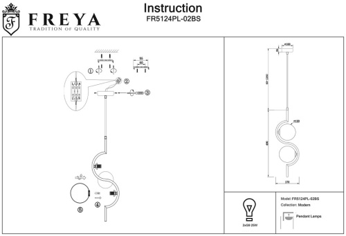 Подвесной светильник Freya Harmonie FR5124PL-02BS в Дудинке фото 3