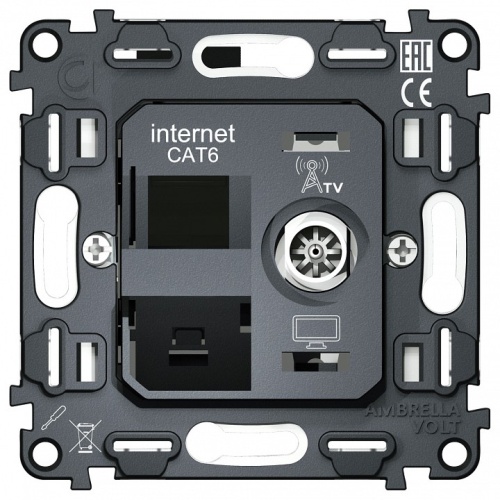 Механизм ТВ-розетки оконечные и розетки Ethernet RJ-45 со шторкам Ambrella Volt QUANT VM195 в Нижнем Новгороде