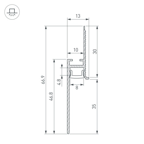 Профиль PLINTUS-FANTOM-BENT-H35-SIDE-2000 BLACK (Arlight, Алюминий) в Радужном фото 5