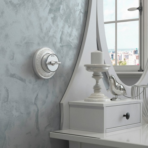 Выключатель одноклавишный с корпусом Werkel Vintage (серебро матовый/хром) W5812054 в Нижнем Новгороде фото 3