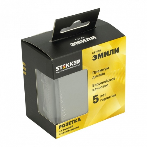 Розетка с заземлением и со шторкой, с крышкой Stekker Эмили 49959 в Нижнем Новгороде фото 4