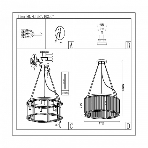 Подвесная люстра ST-Luce Velletri SL1627.103.07 в Чебоксарах фото 2