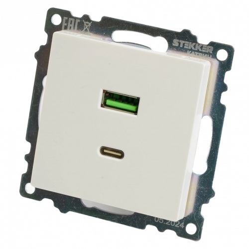 Розетка 2хUSB type A и C без рамки Stekker Катрин 50051 в Нижнем Новгороде фото 8