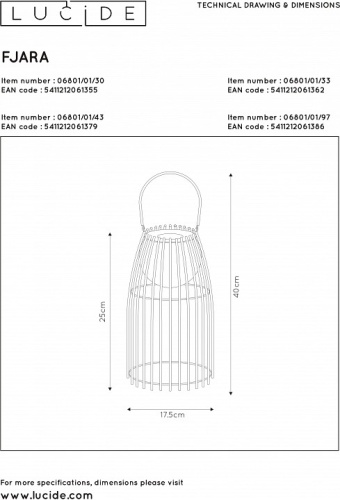 Настольная лампа декоративная Lucide Fjara 06801/01/30 в Бородино фото 4