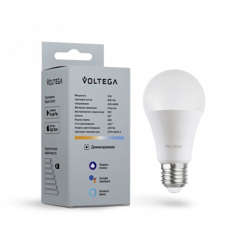 Лампа светодиодная с управлением через Wi-Fi Voltega Wi-Fi bulbs E27 9Вт 2700-6500K 2429 в Ревде фото 2