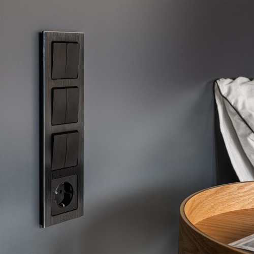 Выключатель проходной двухклавишный без рамки Werkel черный матовый W1122008 в Нижнем Новгороде фото 3