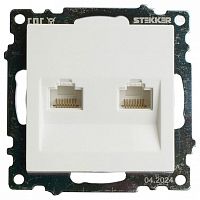 Розетка двойная Ethernet RJ-45 без рамки Stekker Катрин 50003 в Нижнем Новгороде