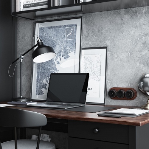 Розетка с заземлением Werkel Vintage (черный матовый/хром) W5871051 в Нижнем Новгороде фото 3