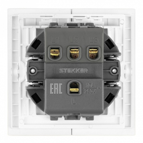 Выключатель трехклавишный без рамки Stekker Мия 50430 в Нижнем Новгороде фото 2