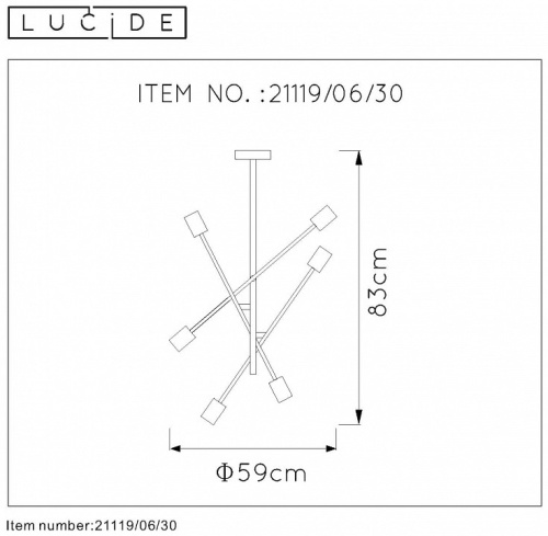 Люстра на штанге Lucide Lester 21119/06/30 в Куйбышеве фото 7