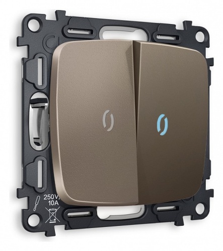 Выключатель двухклавишный с подсветкой без рамки Ambrella Volt OMEGA MO634020 в Нижнем Новгороде