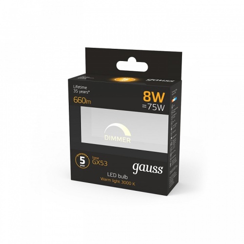Лампа светодиодная Gauss 1084 GX53 8Вт 3000K 108408108-D в Нижнем Новгороде фото 5