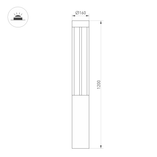 Светильник LGD-CASTELLO-BOLL-H1200-20W Day4000-MIX (GR, 80 deg, 230V) (Arlight, IP65 Металл, 5 лет) в Великом Устюге фото 2