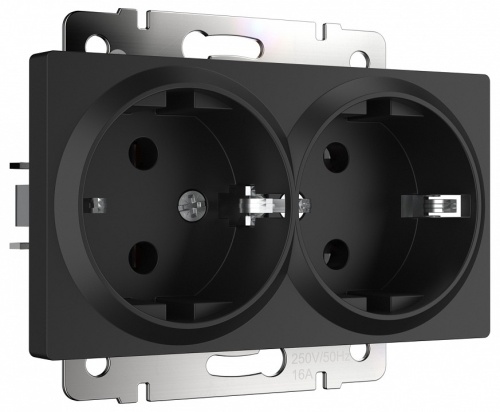 Розетка двойная с заземлением, без рамки Werkel черный матовый W1172008 в Нижнем Новгороде